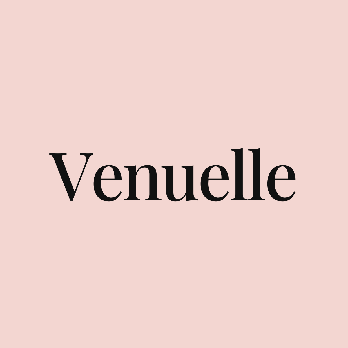 Venuelle brand wordmark on a blush pink background